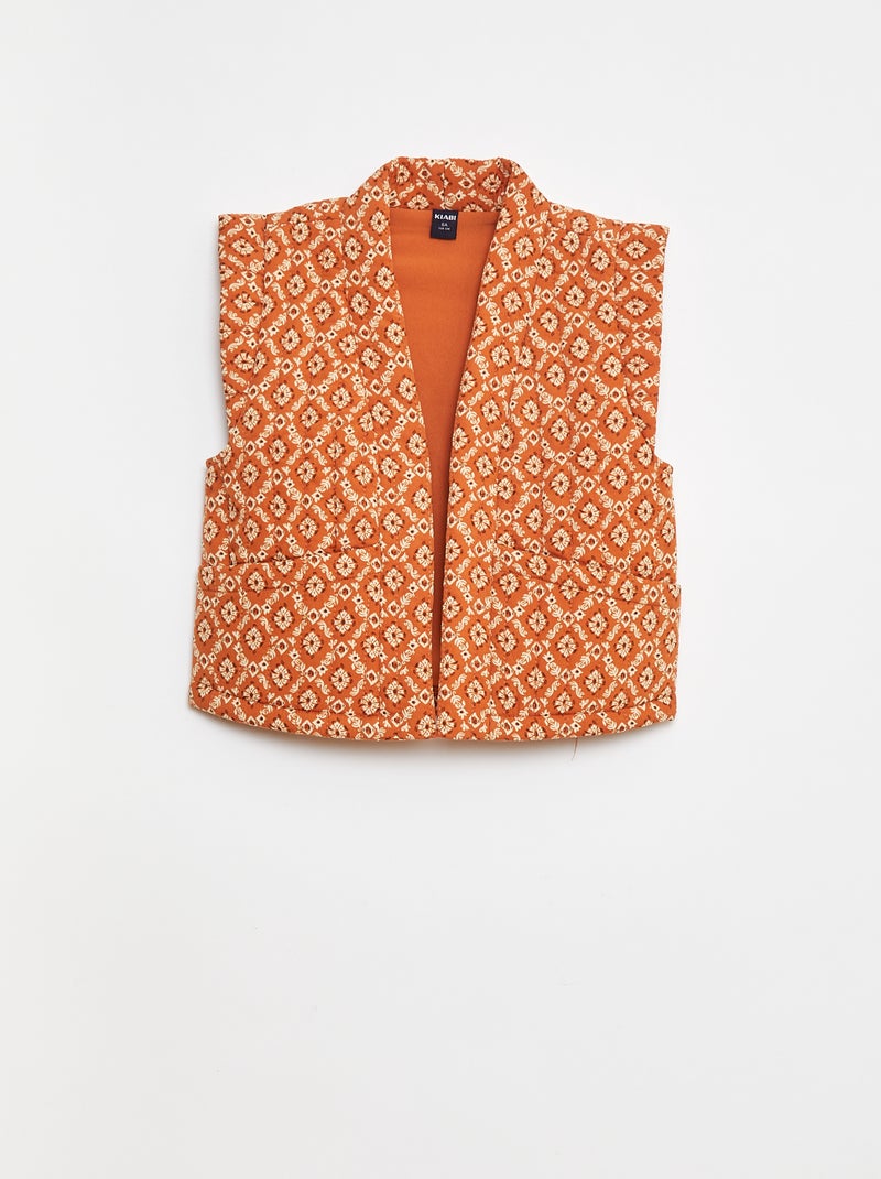 Gewatteerde bodywarmer met print Bruin - Kiabi