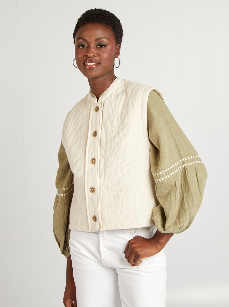 Gewatteerde bodywarmer WIT - Kiabi