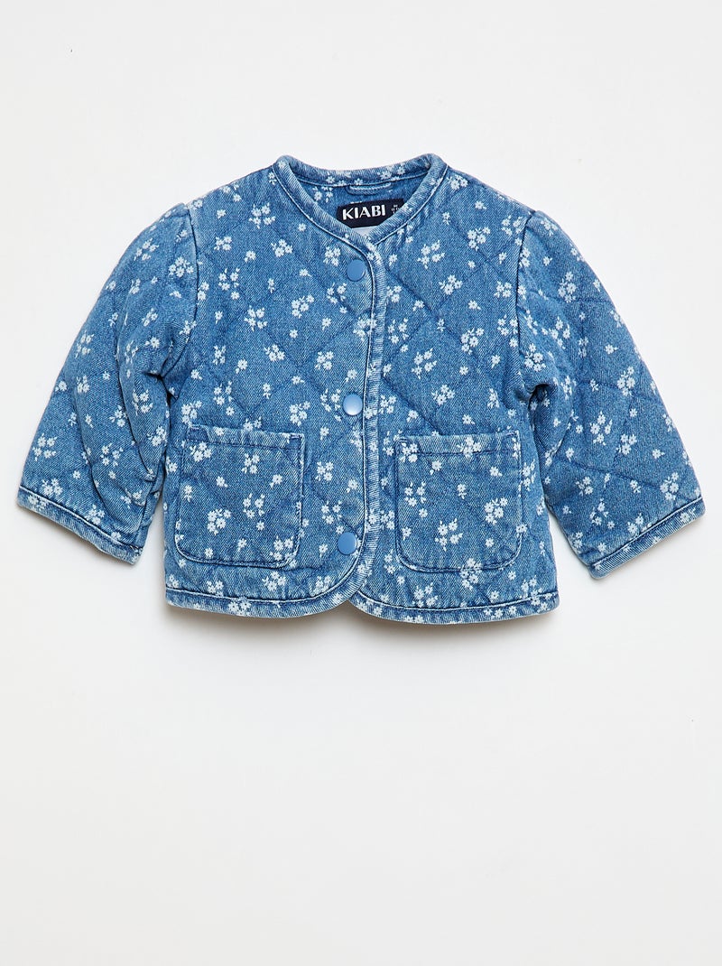 Gewatteerde denim jas met drukknoopsluiting Blauw - Kiabi