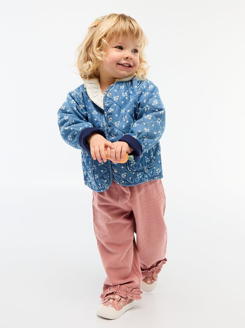 Gewatteerde denim jas met drukknoopsluiting Blauw - Kiabi