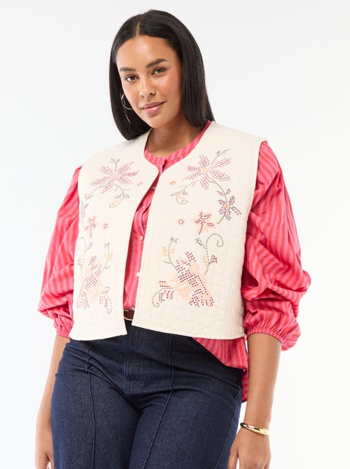 Gewatteerde jas met borduursels - Kiabi