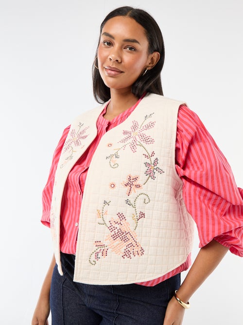 Gewatteerde jas met borduursels - Kiabi