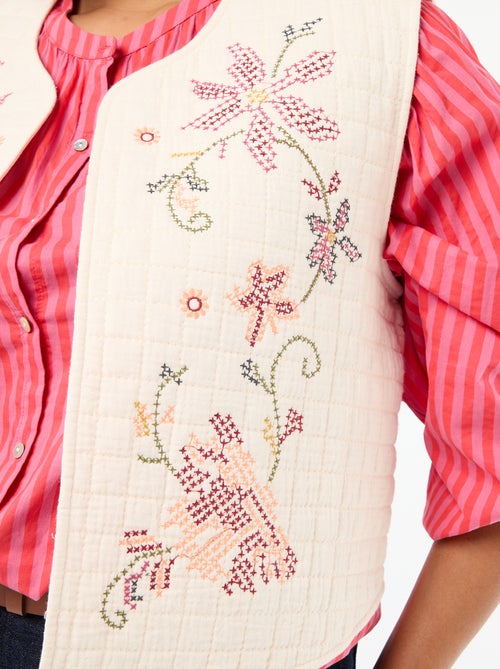 Gewatteerde jas met borduursels - Kiabi