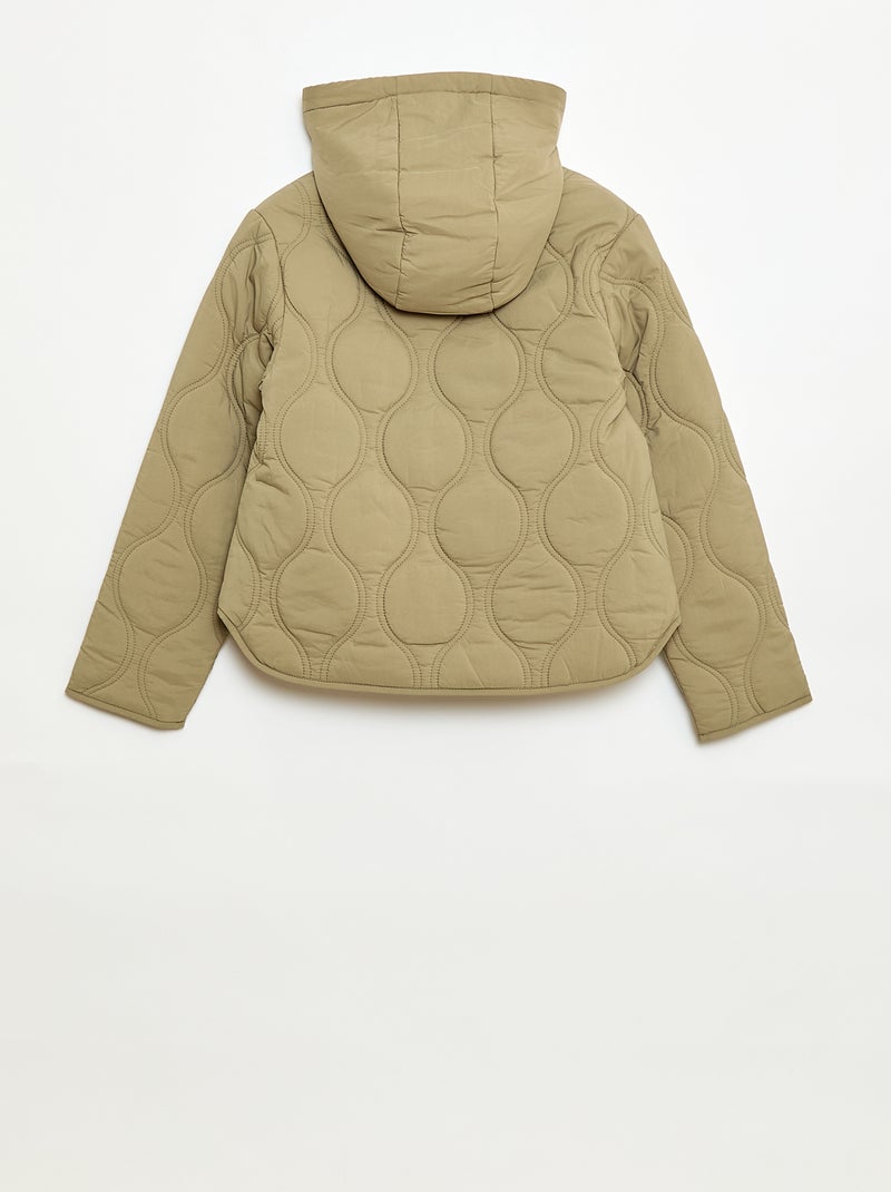 Gewatteerde jas met capuchon Groen - Kiabi