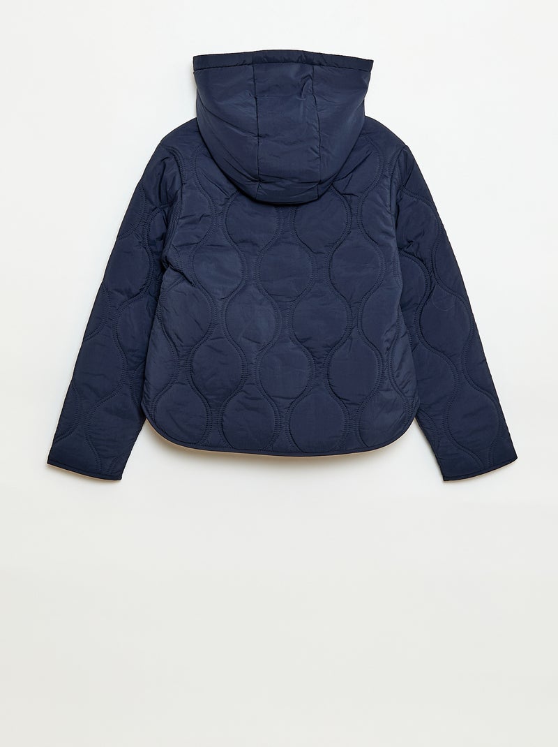 Gewatteerde jas met kap Blauw - Kiabi