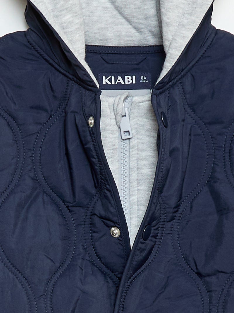 Gewatteerde jas met kap Blauw - Kiabi