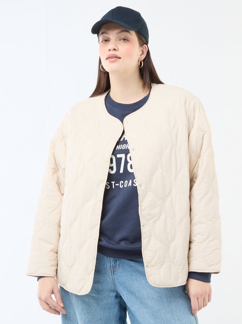 Gewatteerde jas met kap en uitneembaar fleece binnenstuk - Kiabi