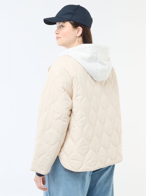 Gewatteerde jas met kap en uitneembaar fleece binnenstuk - Kiabi