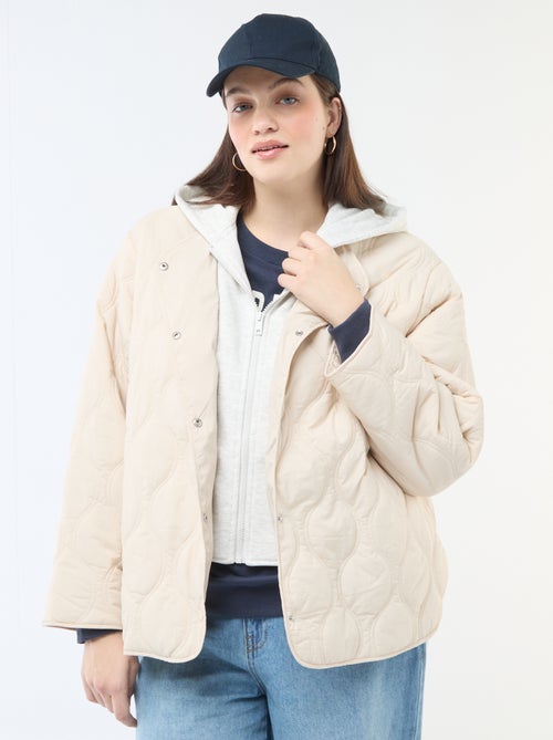 Gewatteerde jas met kap en uitneembaar fleece binnenstuk - Kiabi