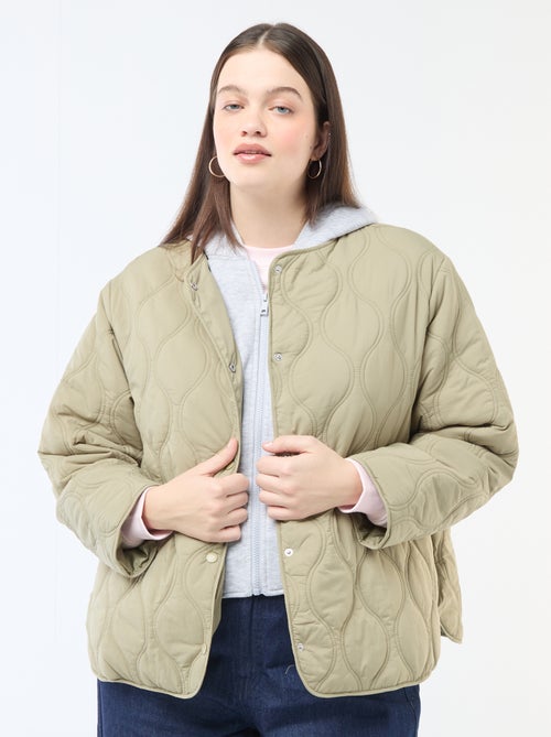 Gewatteerde jas met kap en uitneembare fleece binnenkant - Kiabi