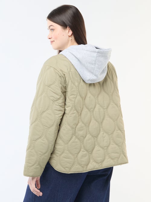 Gewatteerde jas met kap en uitneembare fleece binnenkant - Kiabi