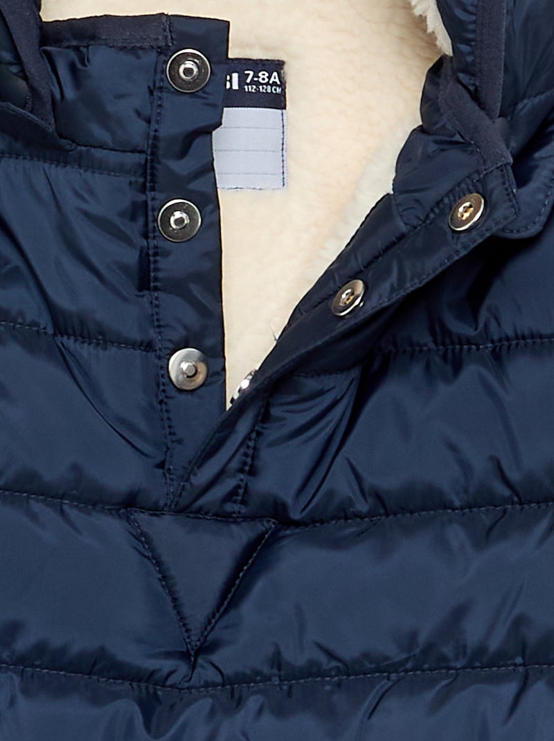 Gewatteerde jas met sherpavoering - easy-on collectie Blauw - Kiabi