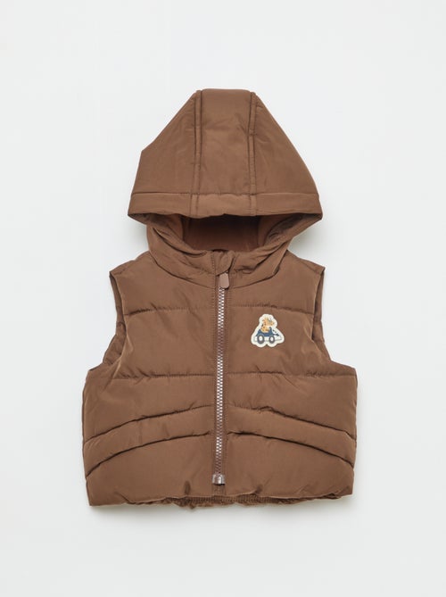 Gewatteerde mouwloze bodywarmer met capuchon - Kiabi