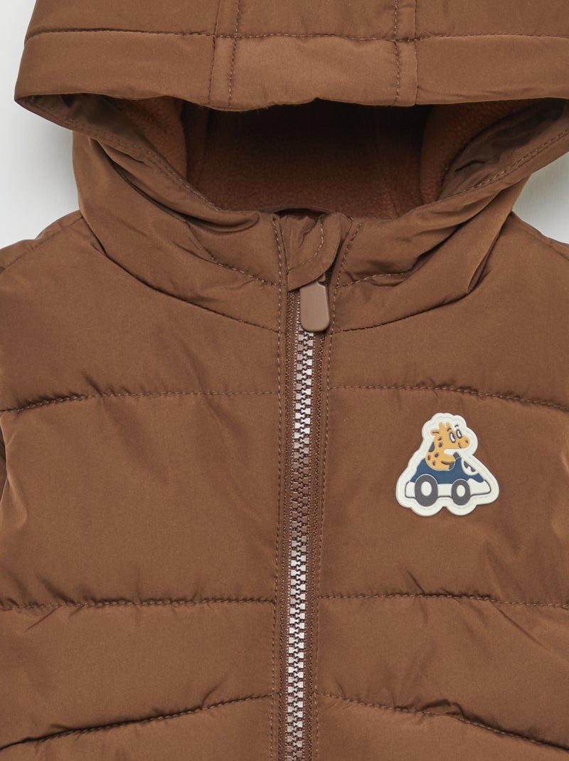 Gewatteerde mouwloze bodywarmer met capuchon Biege - Kiabi