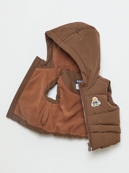 Gewatteerde mouwloze bodywarmer met capuchon - Kiabi