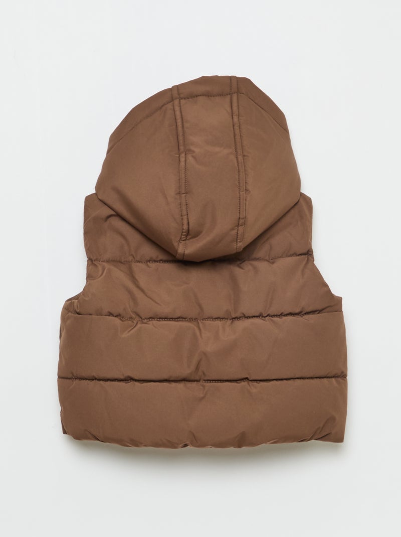 Gewatteerde mouwloze bodywarmer met capuchon Biege - Kiabi
