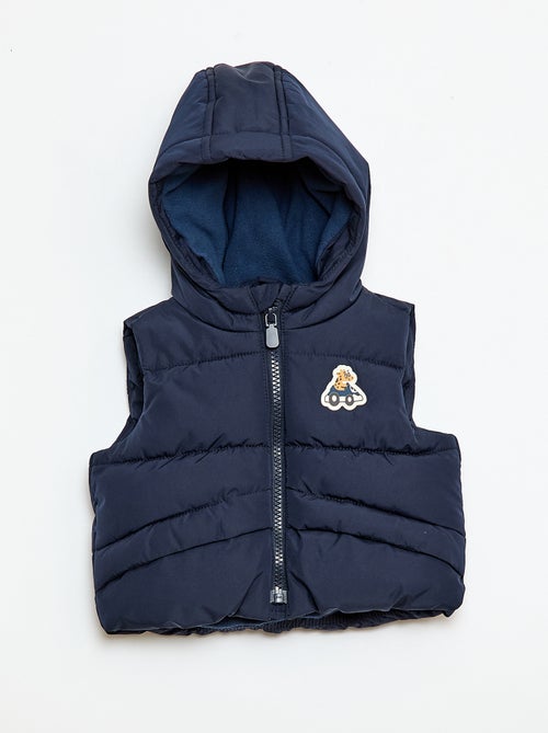 Gewatteerde mouwloze bodywarmer met capuchon - Kiabi