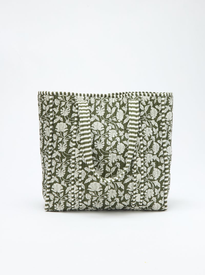 Gewatteerde shopper met bloemenmotief Groen - Kiabi