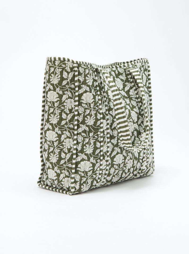 Gewatteerde shopper met bloemenmotief Groen - Kiabi