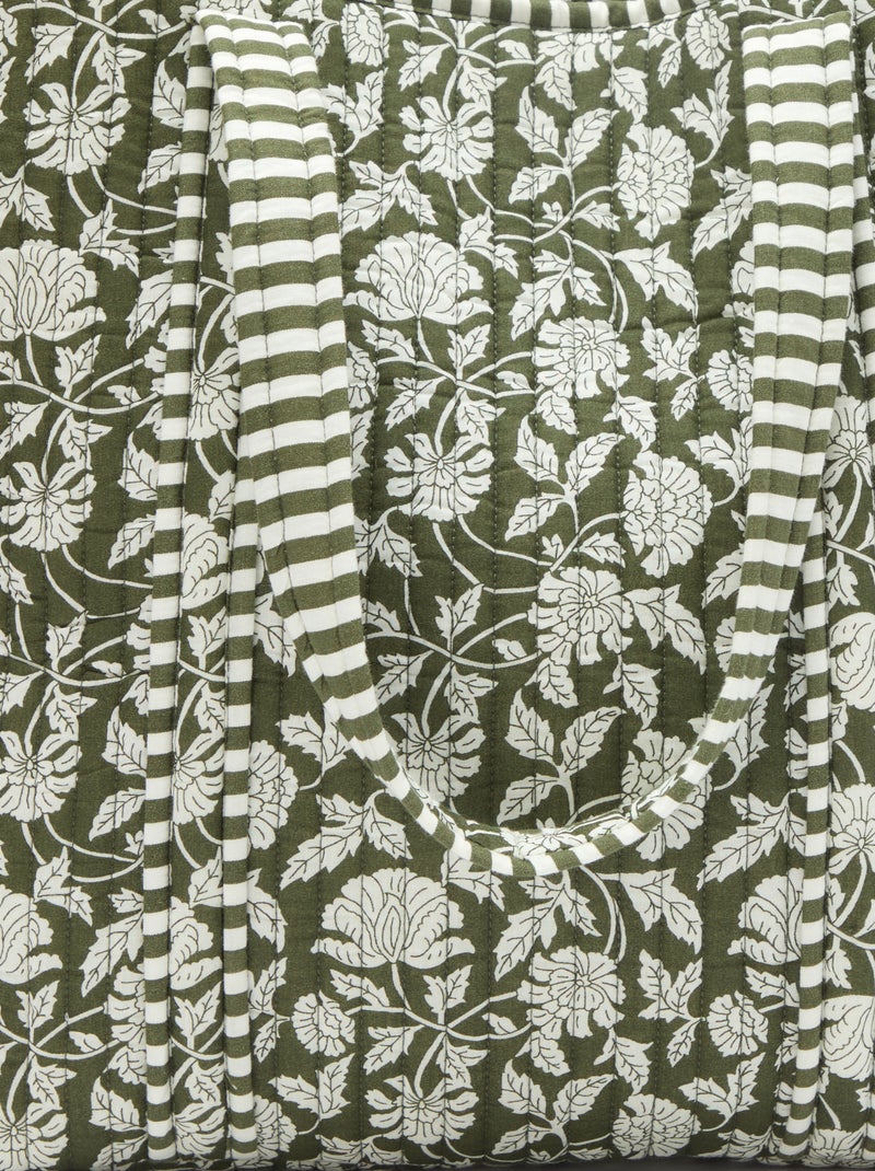 Gewatteerde shopper met bloemenmotief Groen - Kiabi