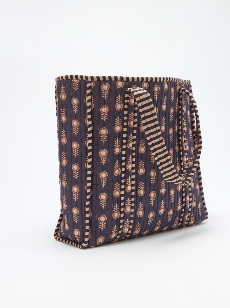 Gewatteerde shopper met bloemenmotief Paars - Kiabi