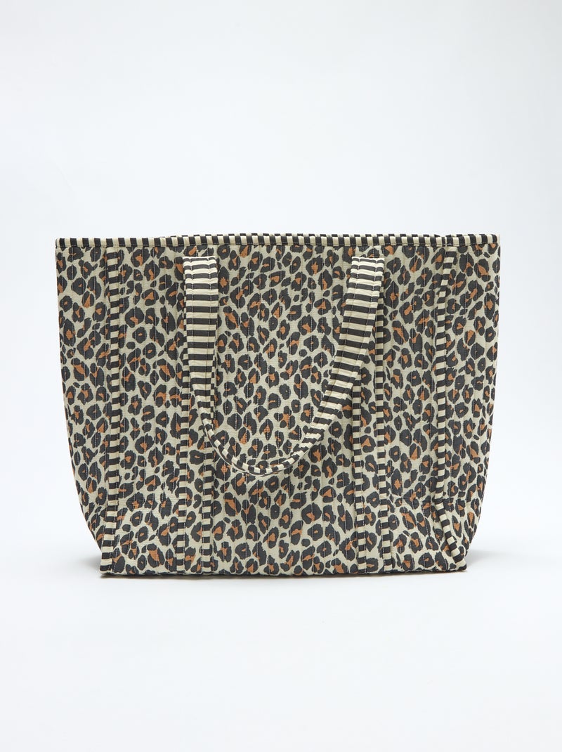 Gewatteerde shopper met luipaardprint Bruin - Kiabi