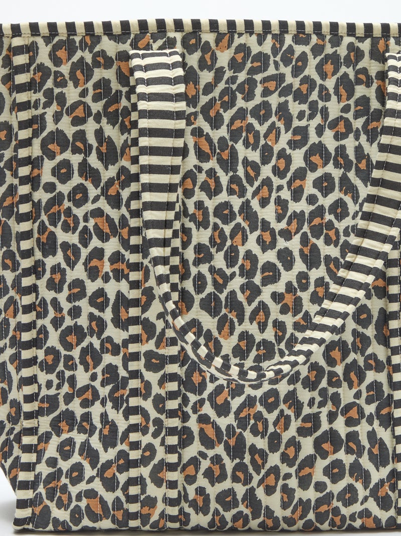 Gewatteerde shopper met luipaardprint Bruin - Kiabi