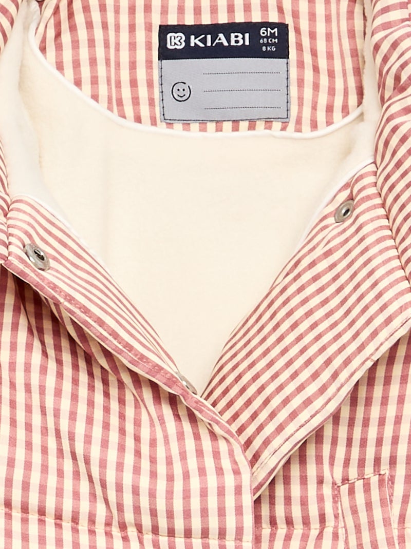 Gewatteerde vichy jas gevoerd met fleece Rood - Kiabi
