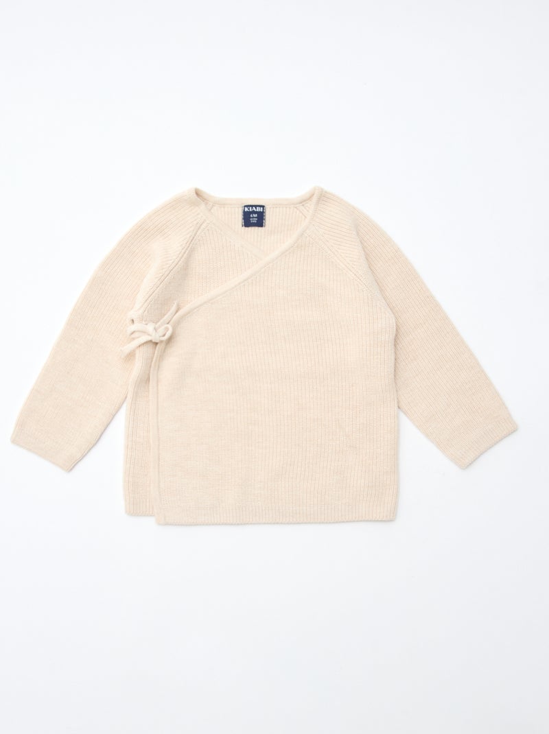 GIFTBOX - Babytruitje + broek + sokken + muts + slabbetje Wit - Kiabi
