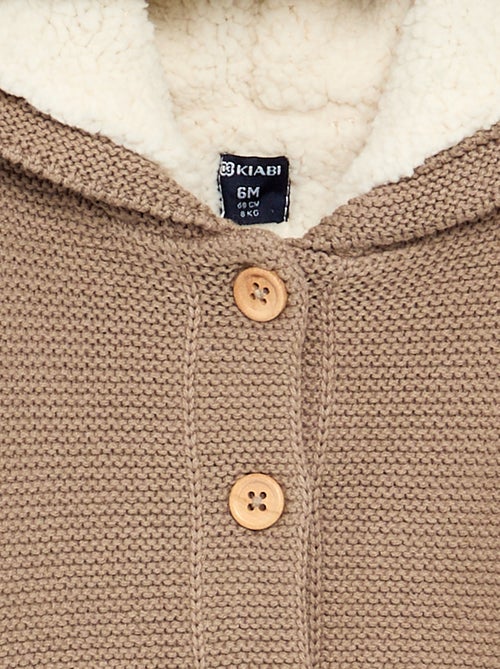 Gilet in mossteek, gevoerd met capuchon - Kiabi