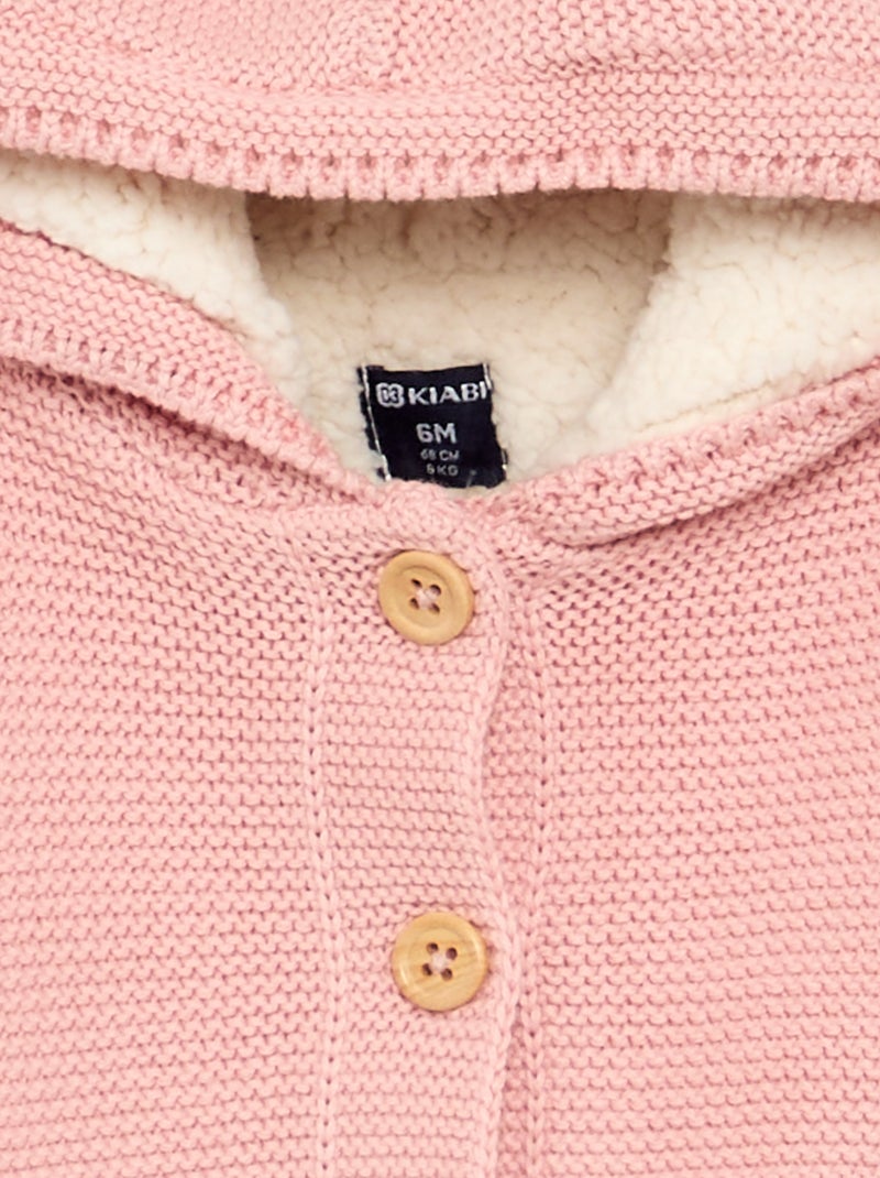 Gilet in mossteek, gevoerd met capuchon Rose - Kiabi