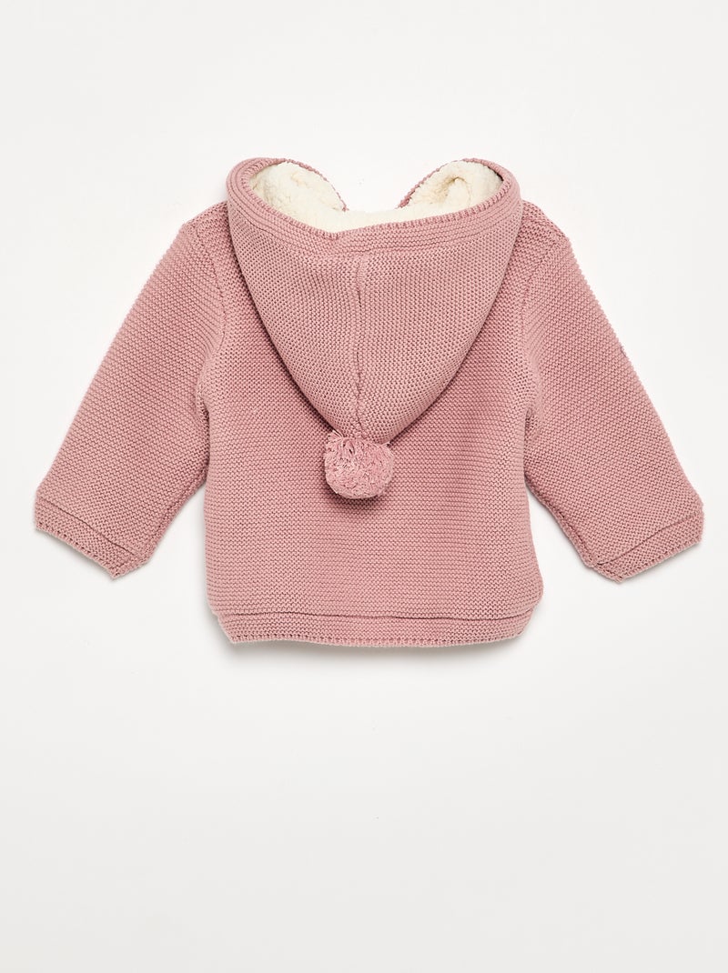 Gilet in mossteek, gevoerd met capuchon Rose - Kiabi