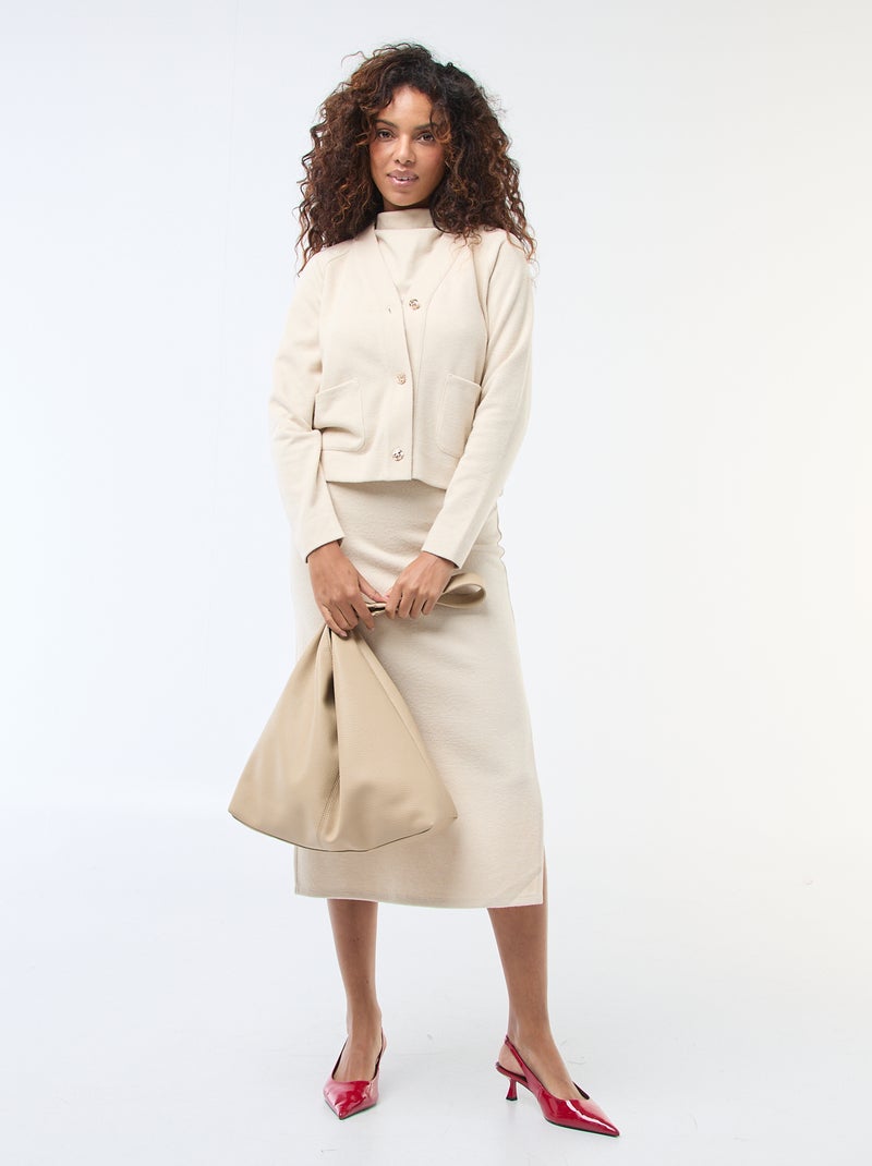 Gilet met goudkleurige knoopsluiting Biege - Kiabi
