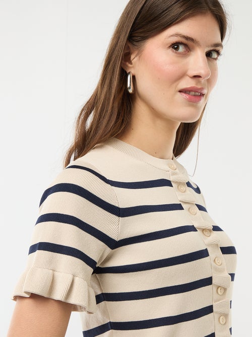 Gilet met knoopsluiting en volants aan de mouwen - Kiabi