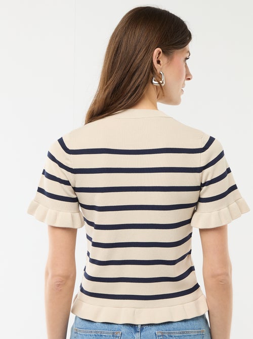 Gilet met knoopsluiting en volants aan de mouwen - Kiabi