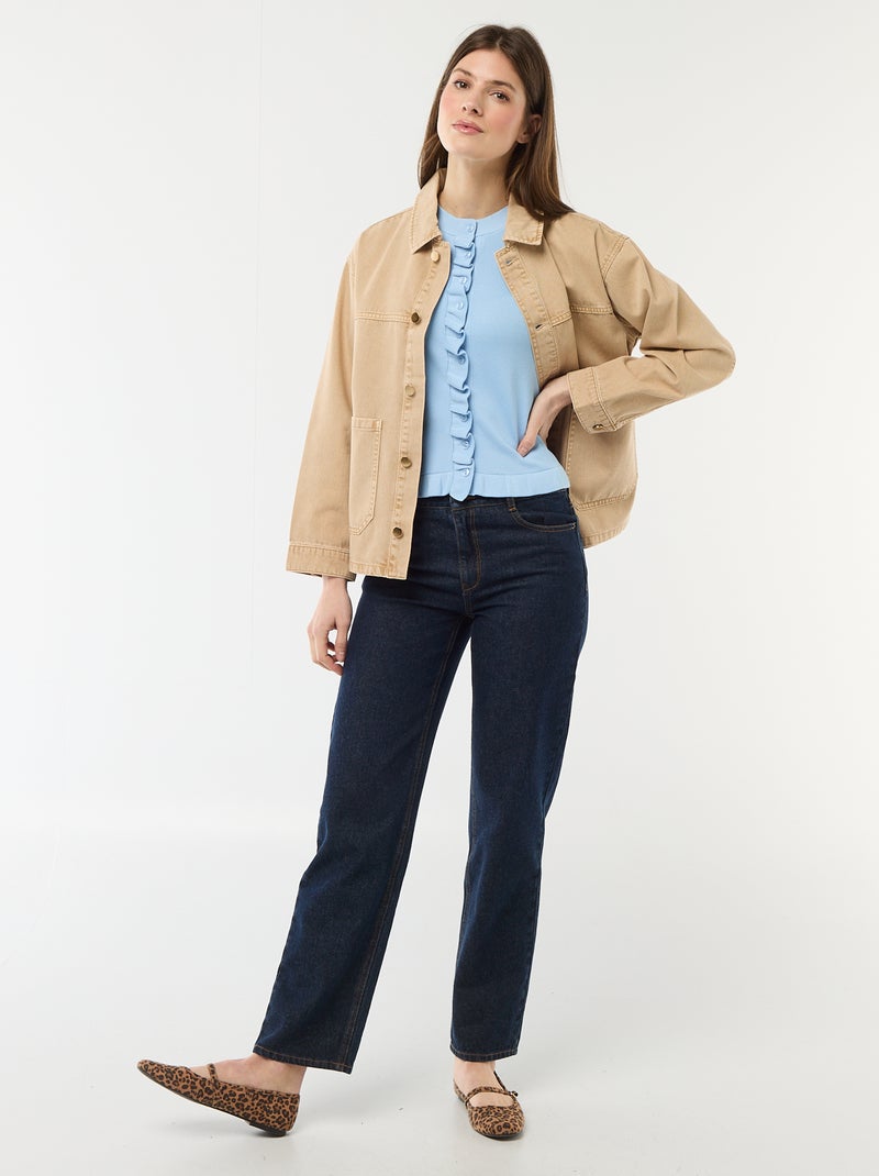 Gilet met knoopsluiting en volants aan de mouwen Blauw - Kiabi