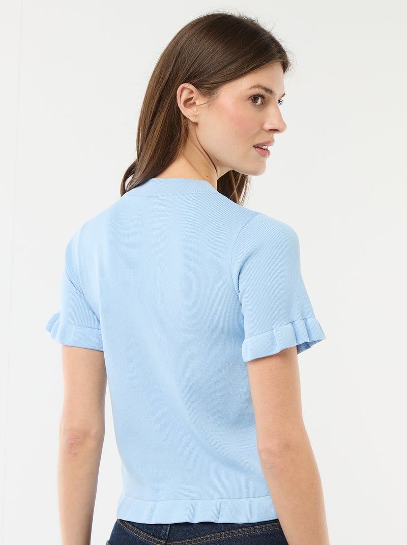 Gilet met knoopsluiting en volants aan de mouwen Blauw - Kiabi