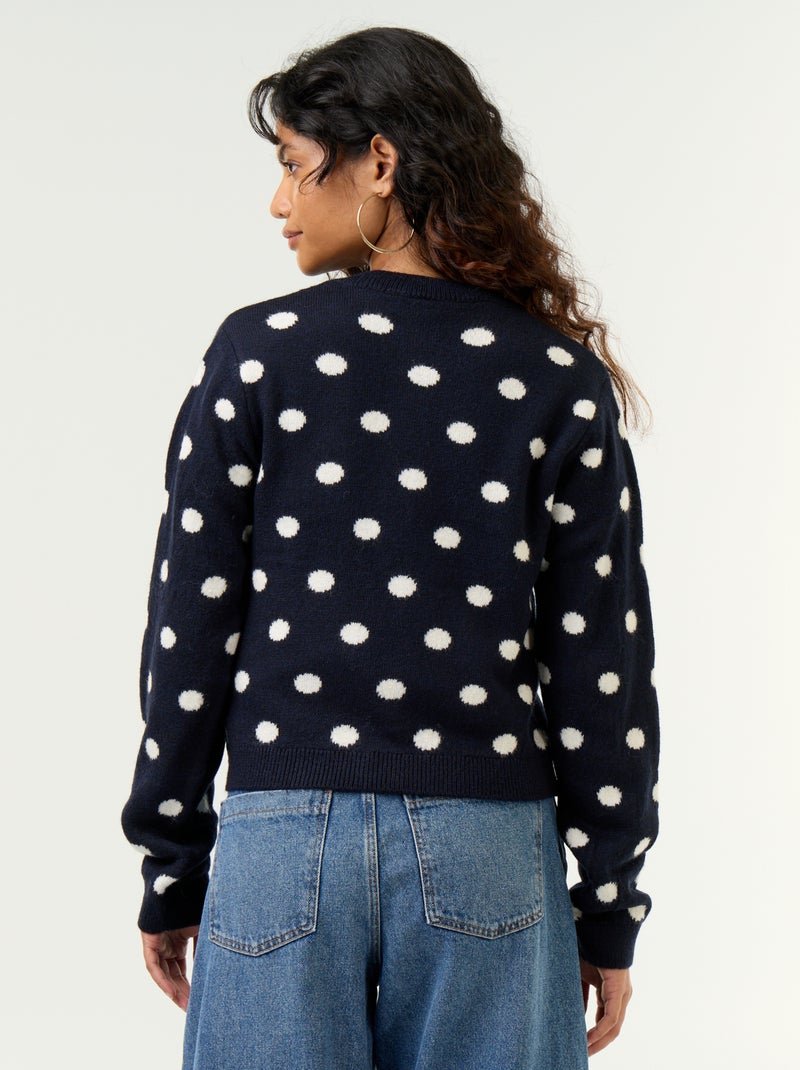 Gilet met stippen en lange mouwen Blauw - Kiabi