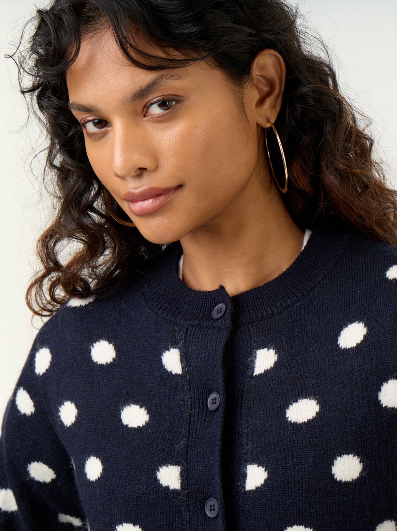 Gilet met stippen en lange mouwen Blauw - Kiabi
