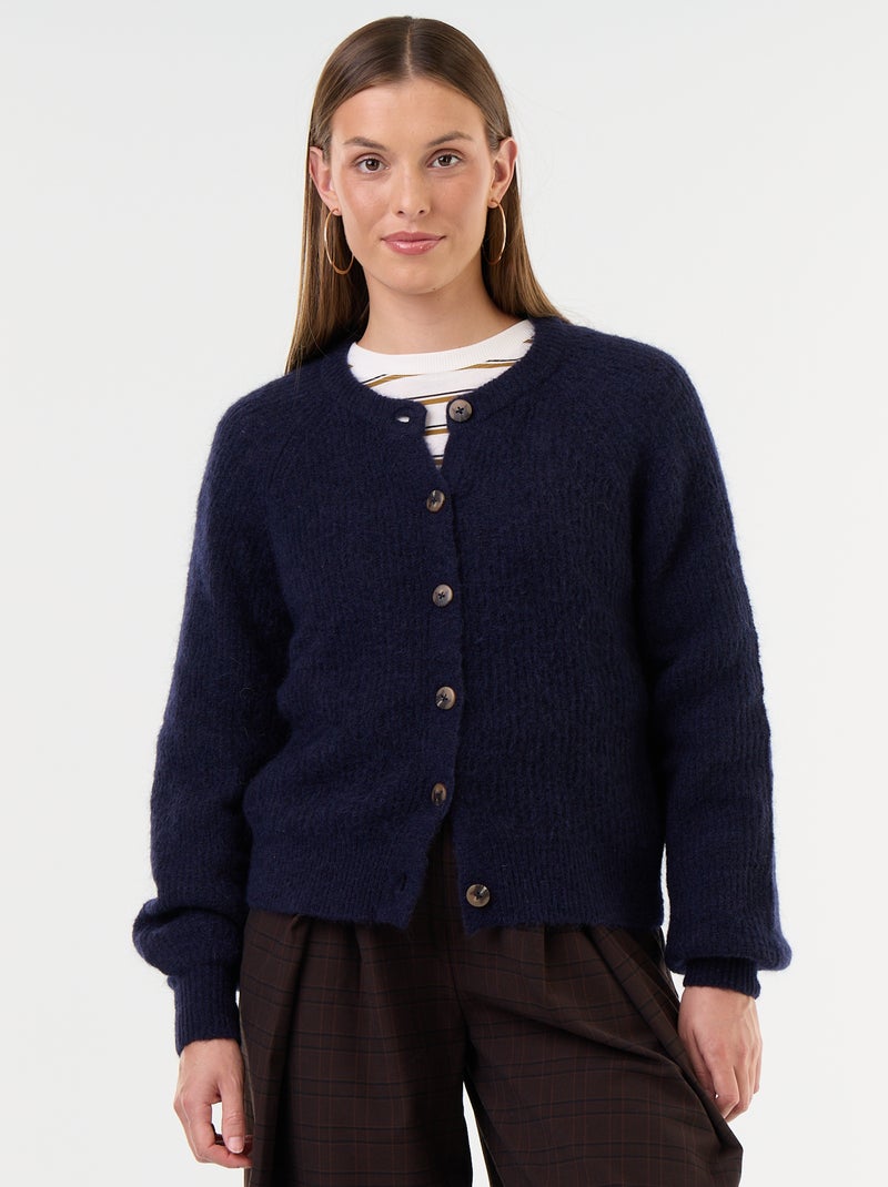 Gilet van mohair- en wolmix met knopen Blauw - Kiabi