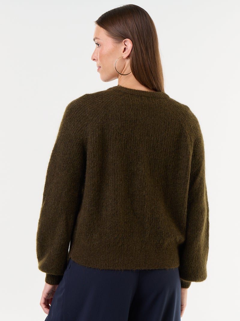 Gilet van mohair- en wolmix met knopen Kaki - Kiabi
