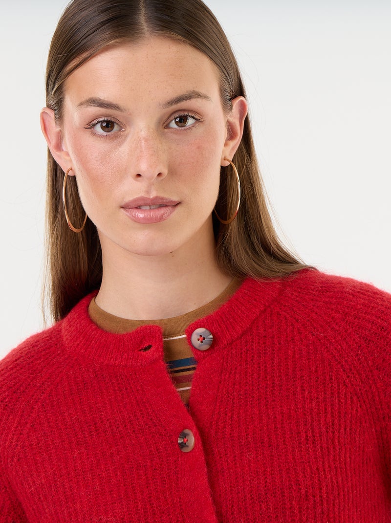 Gilet van mohair- en wolmix met knopen Rood - Kiabi