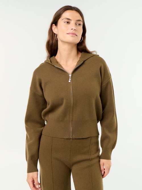 Gilet van ottomanstof met capuchon - Kiabi