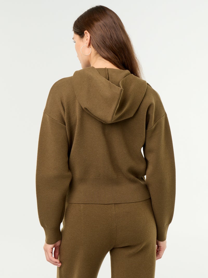 Gilet van ottomanstof met capuchon Groen - Kiabi