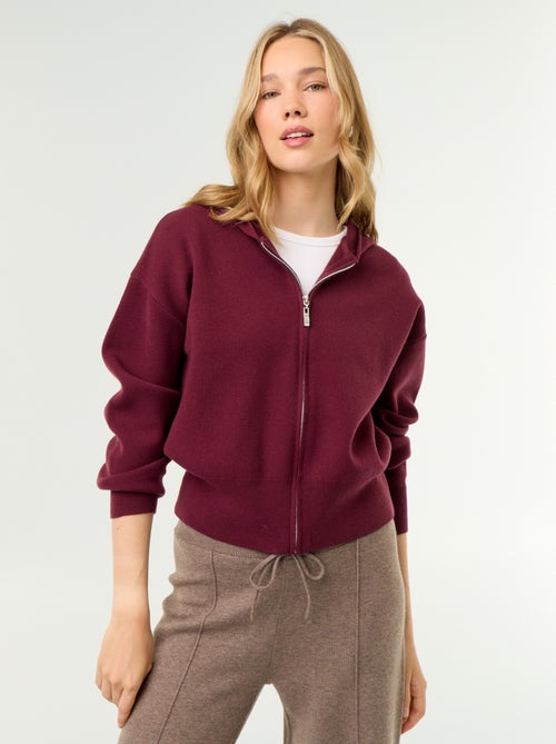 Gilet van ottomanstof met capuchon - Kiabi