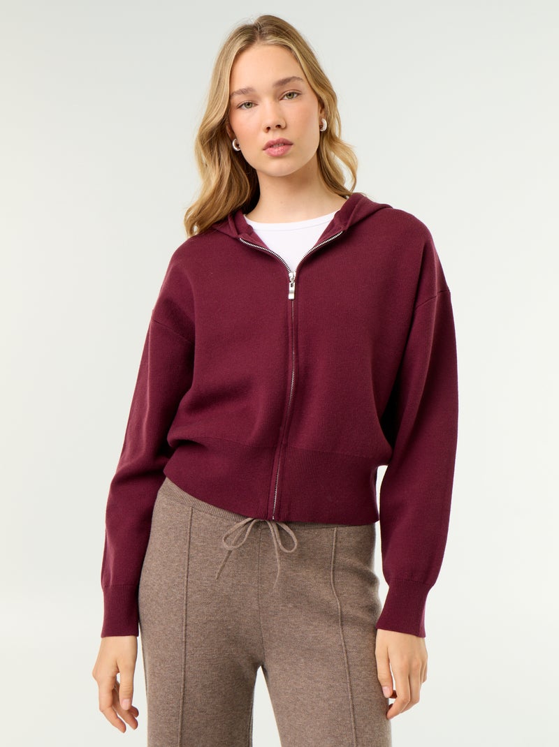 Gilet van ottomanstof met capuchon Rose - Kiabi