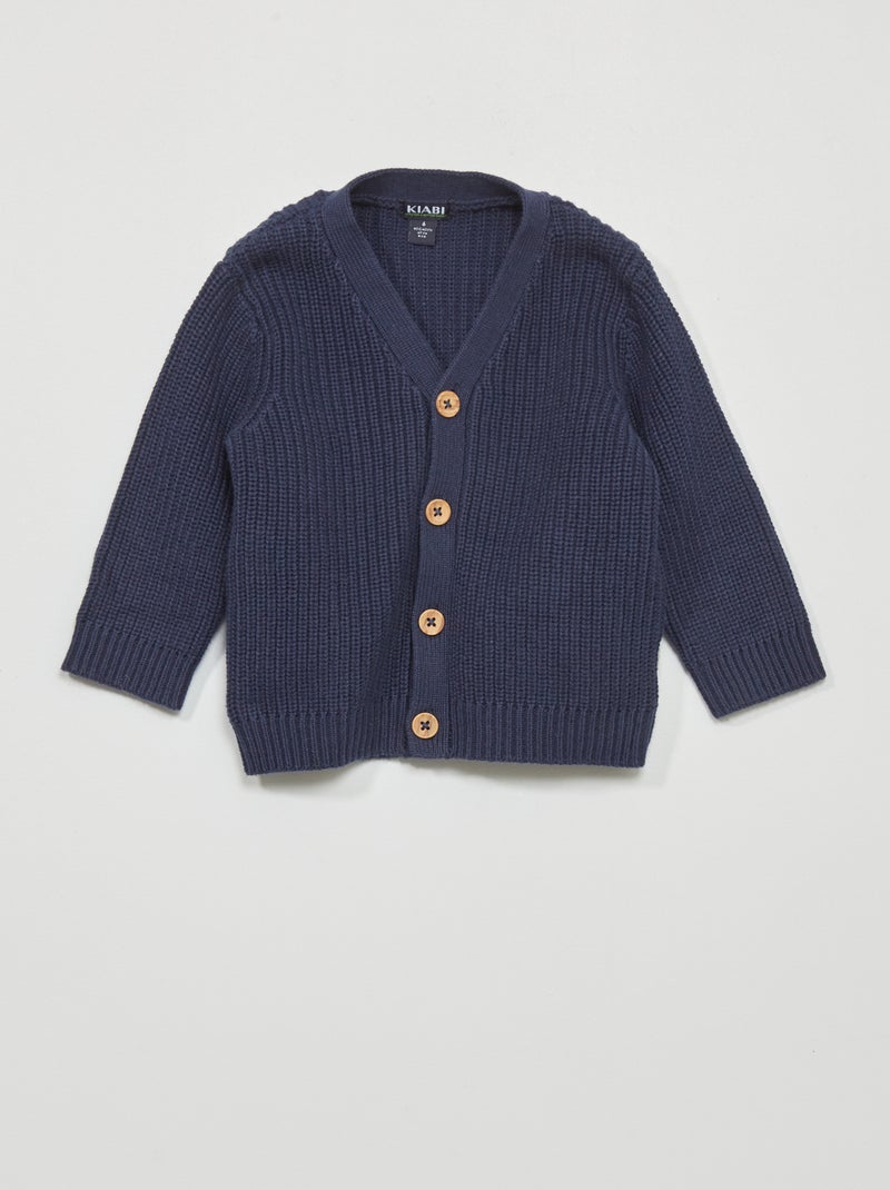 Glanzend, gebreid vestje blauw - Kiabi