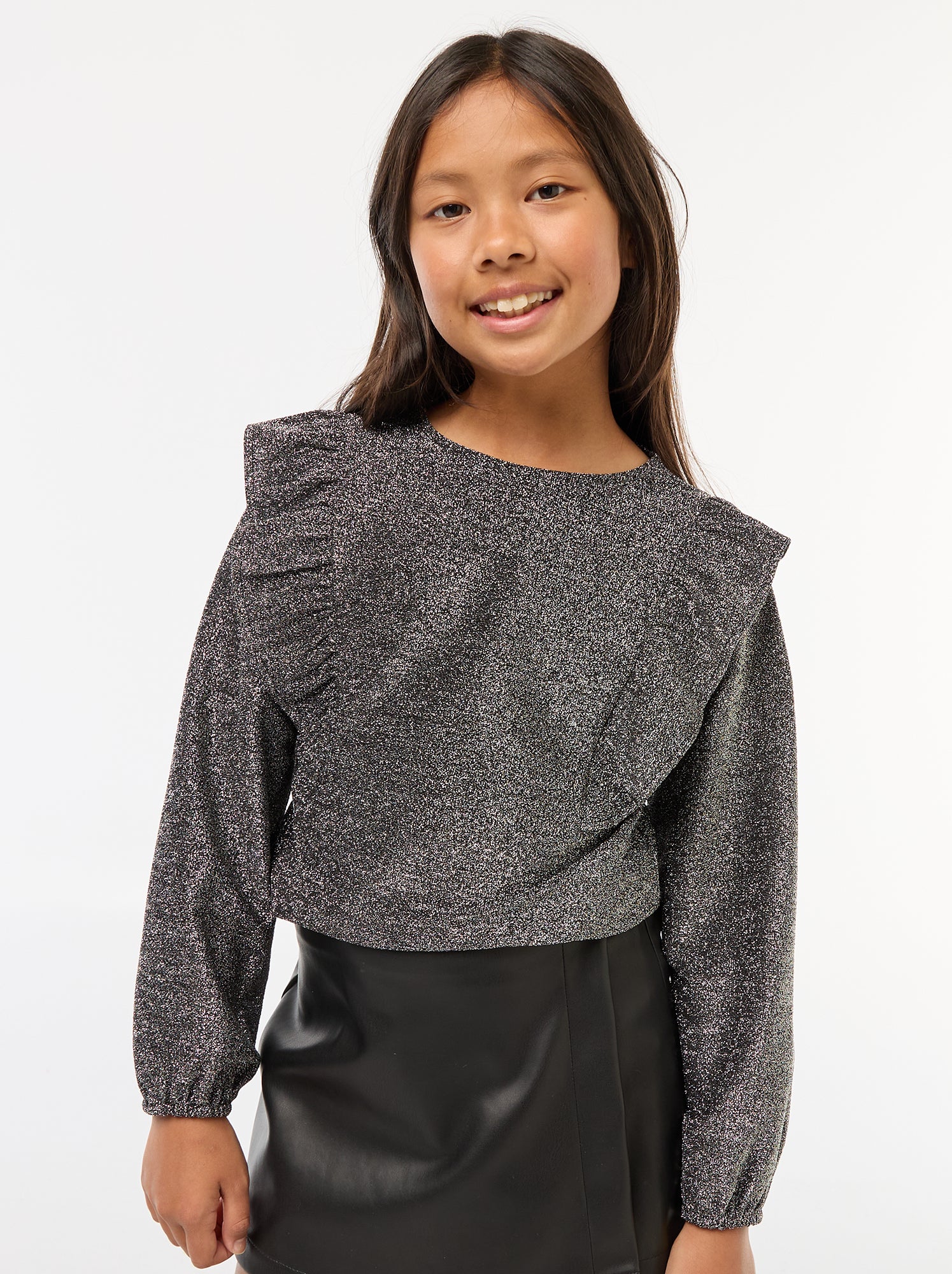 Glanzend T-shirt met lange mouwen