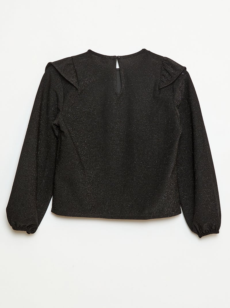 Glanzend T-shirt met lange mouwen Zwart - Kiabi