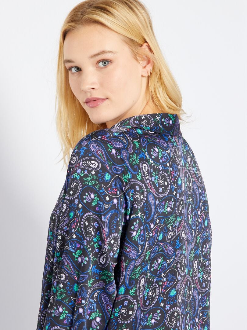 Glanzende blouse met print ZWART - Kiabi